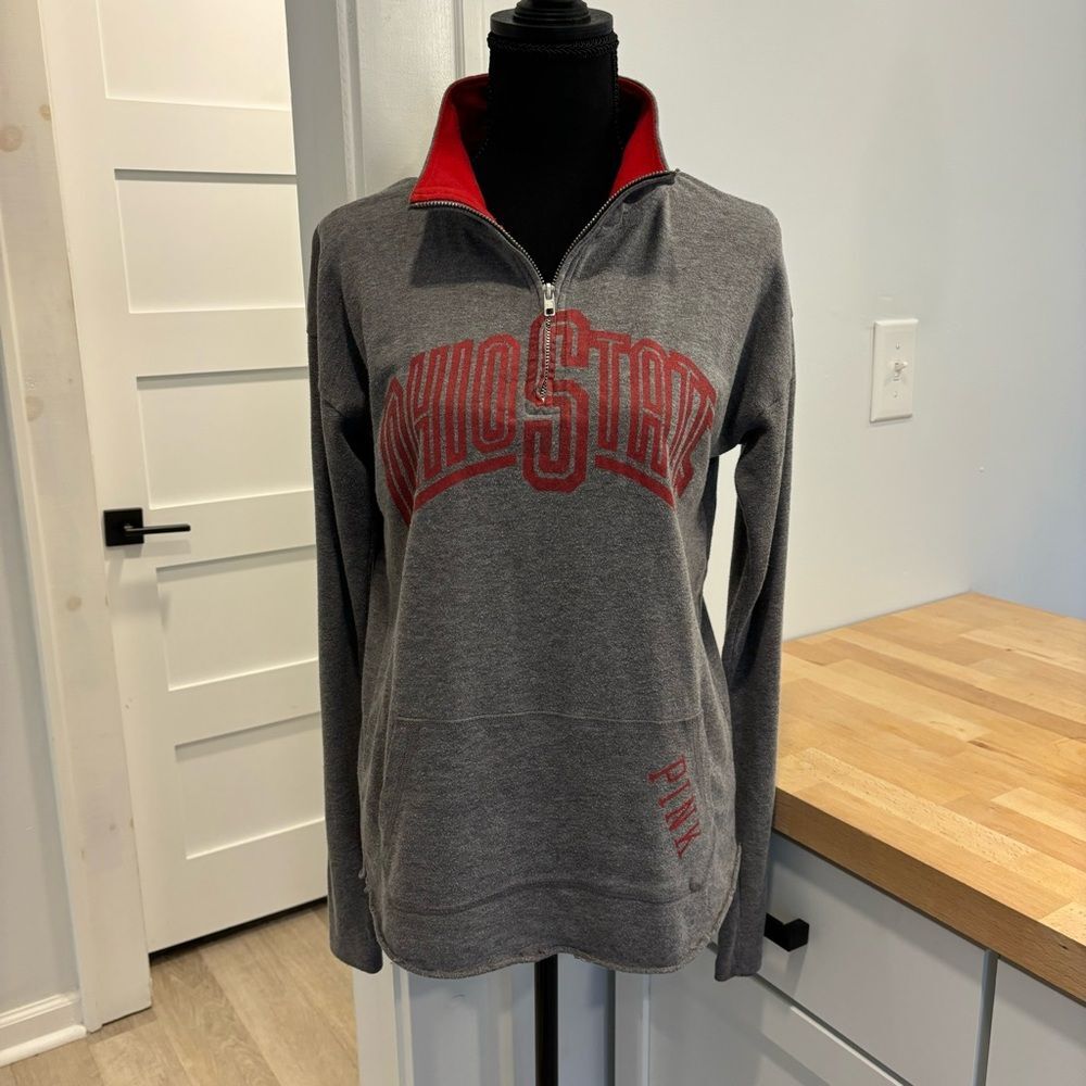 VS Pink Ohio State 1/4 Zip long sleeve Small